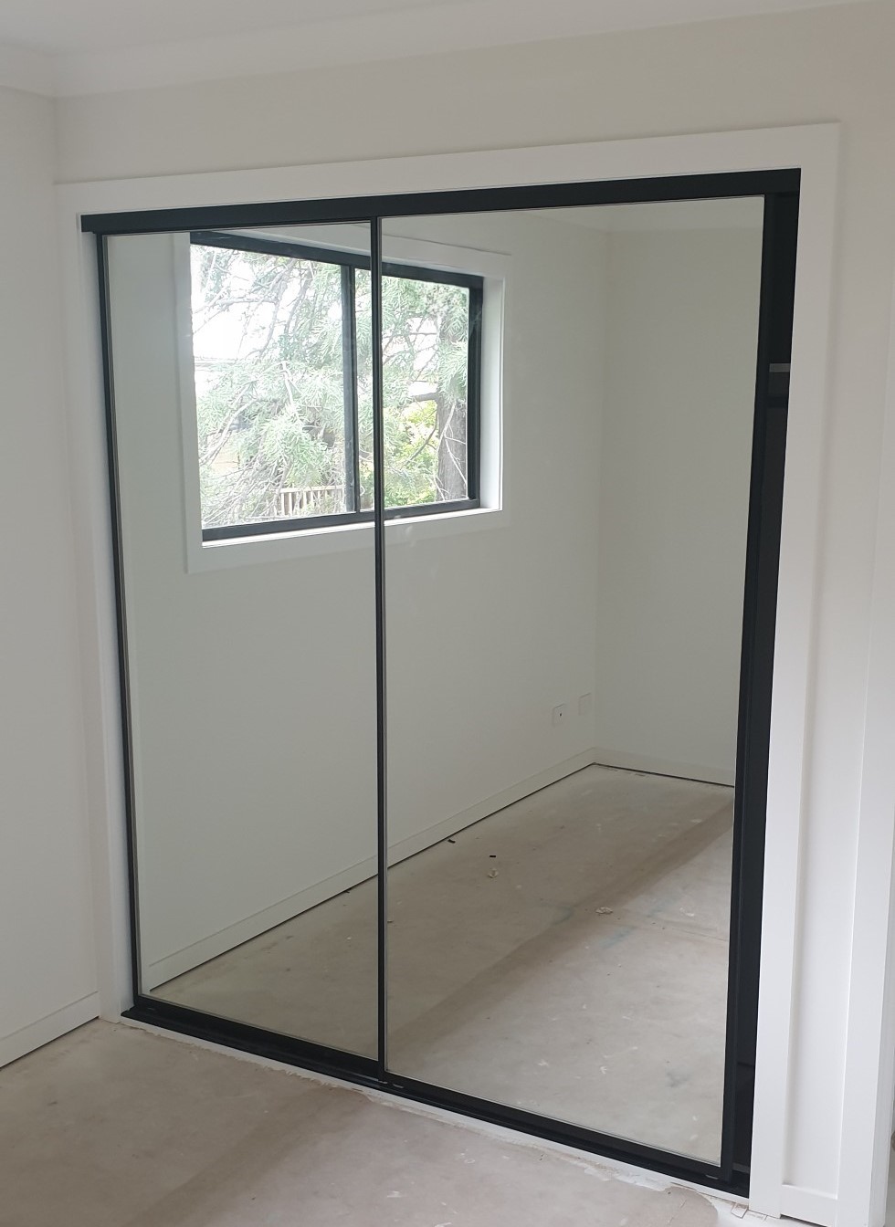 black wardrobe door mirror